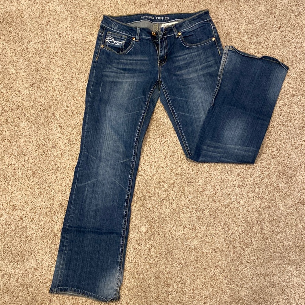 Cowgirl tough bootcut jeans.